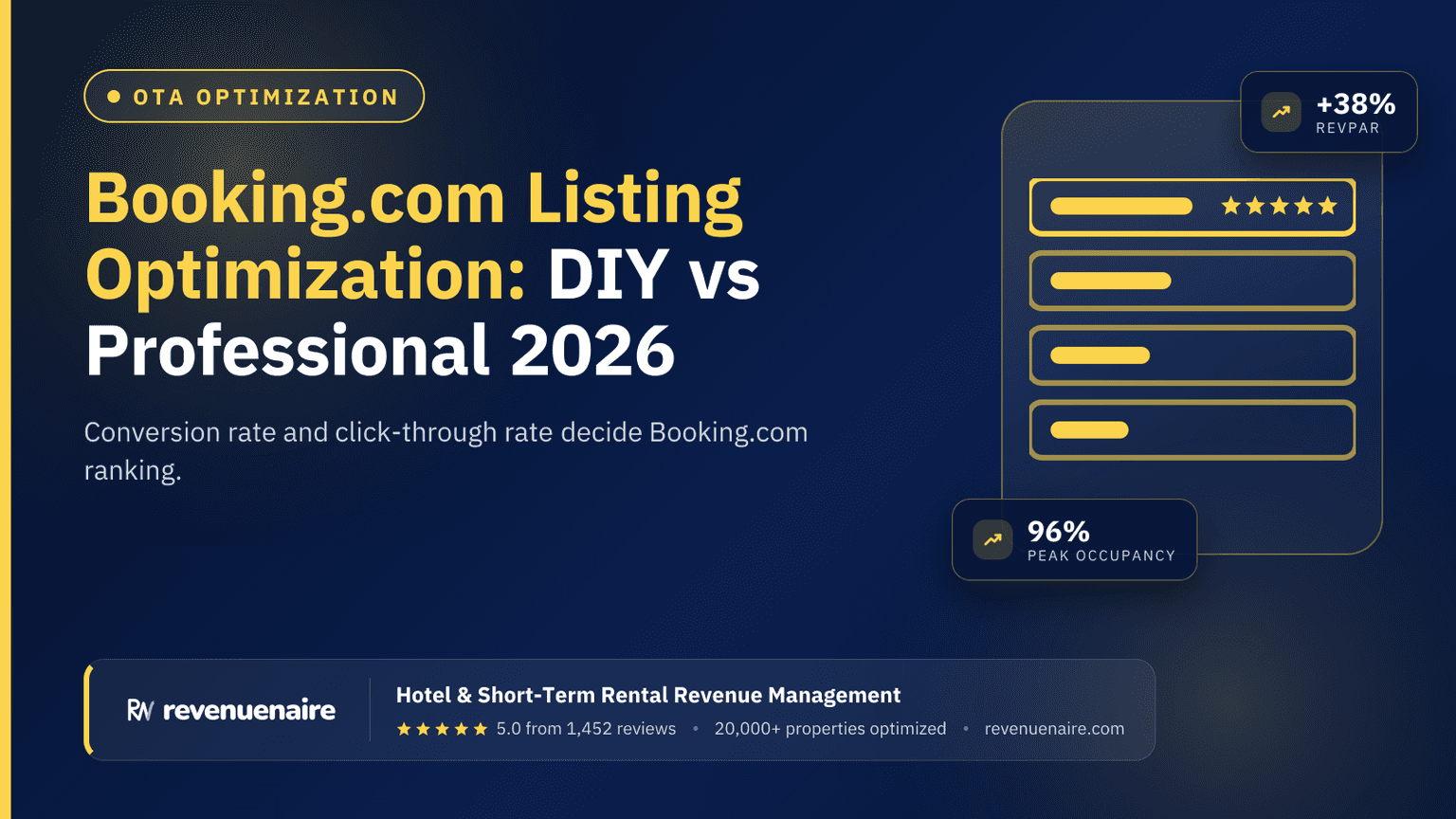 Booking.com Listing Optimization: DIY vs Professional 2026