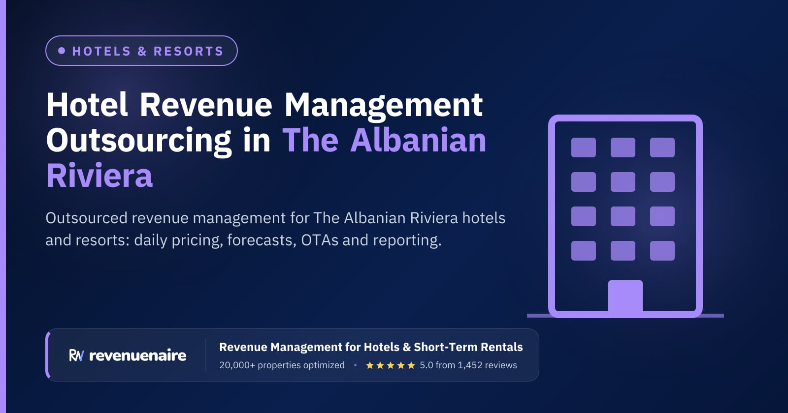 Hotel Revenue Management Outsourcing in The Albanian Riviera & Tirana, Albania