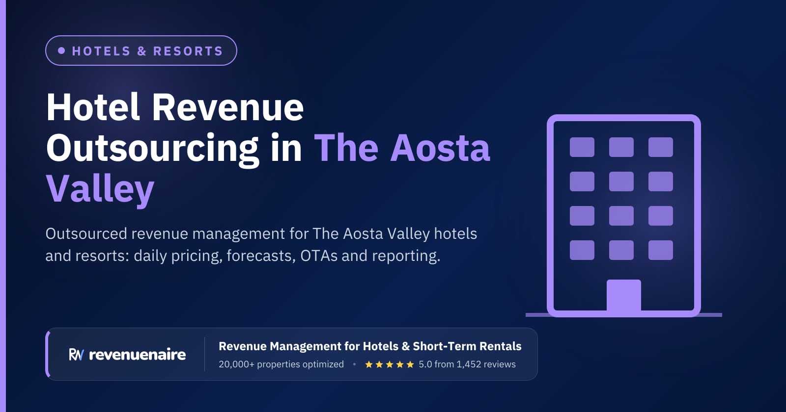 Hotel Revenue Management Outsourcing in The Aosta Valley & the Italian Alps, Italy