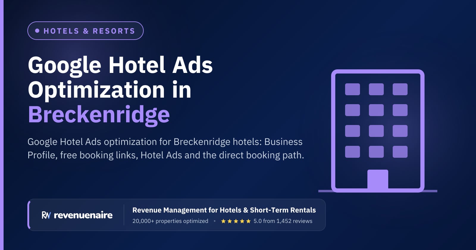 Google Hotel Ads Optimization in Breckenridge, Steamboat & Telluride, United States