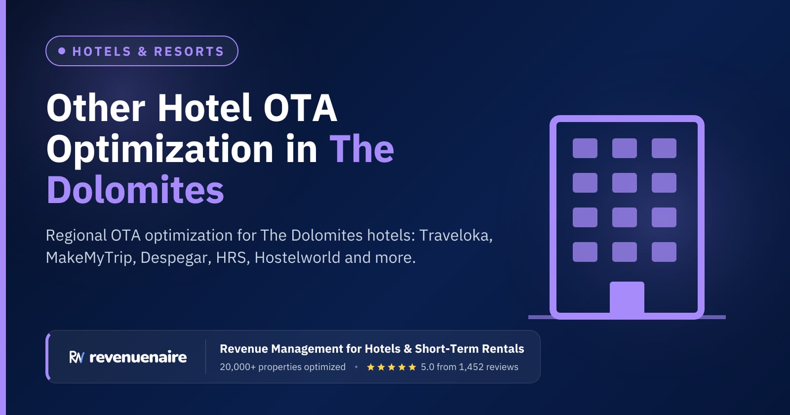 Other Hotel OTA Optimization in The Dolomites (Bolzano & Cortina), Italy