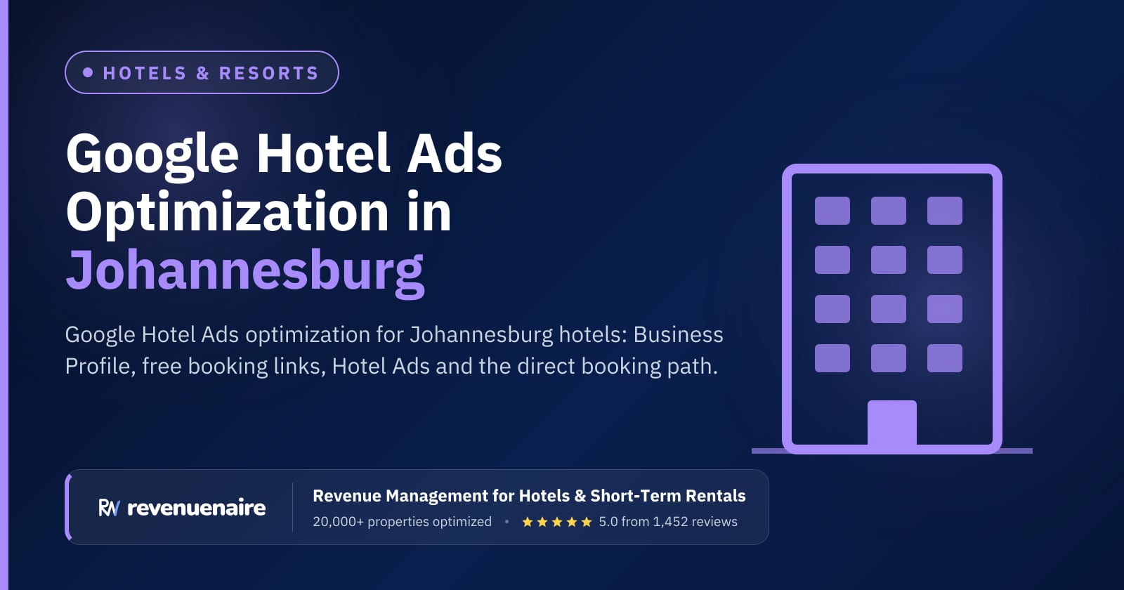 Google Hotel Ads Optimization in Johannesburg & Kruger, South Africa