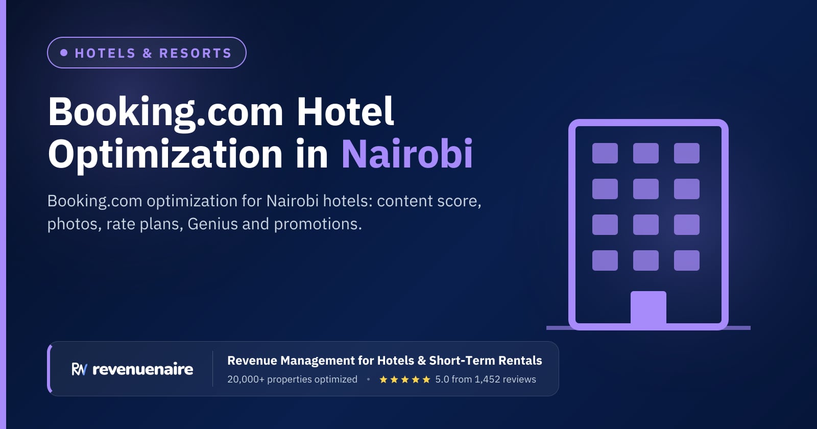 Booking.com Optimization for Hotels in Nairobi & the Kenyan Coast, Kenya