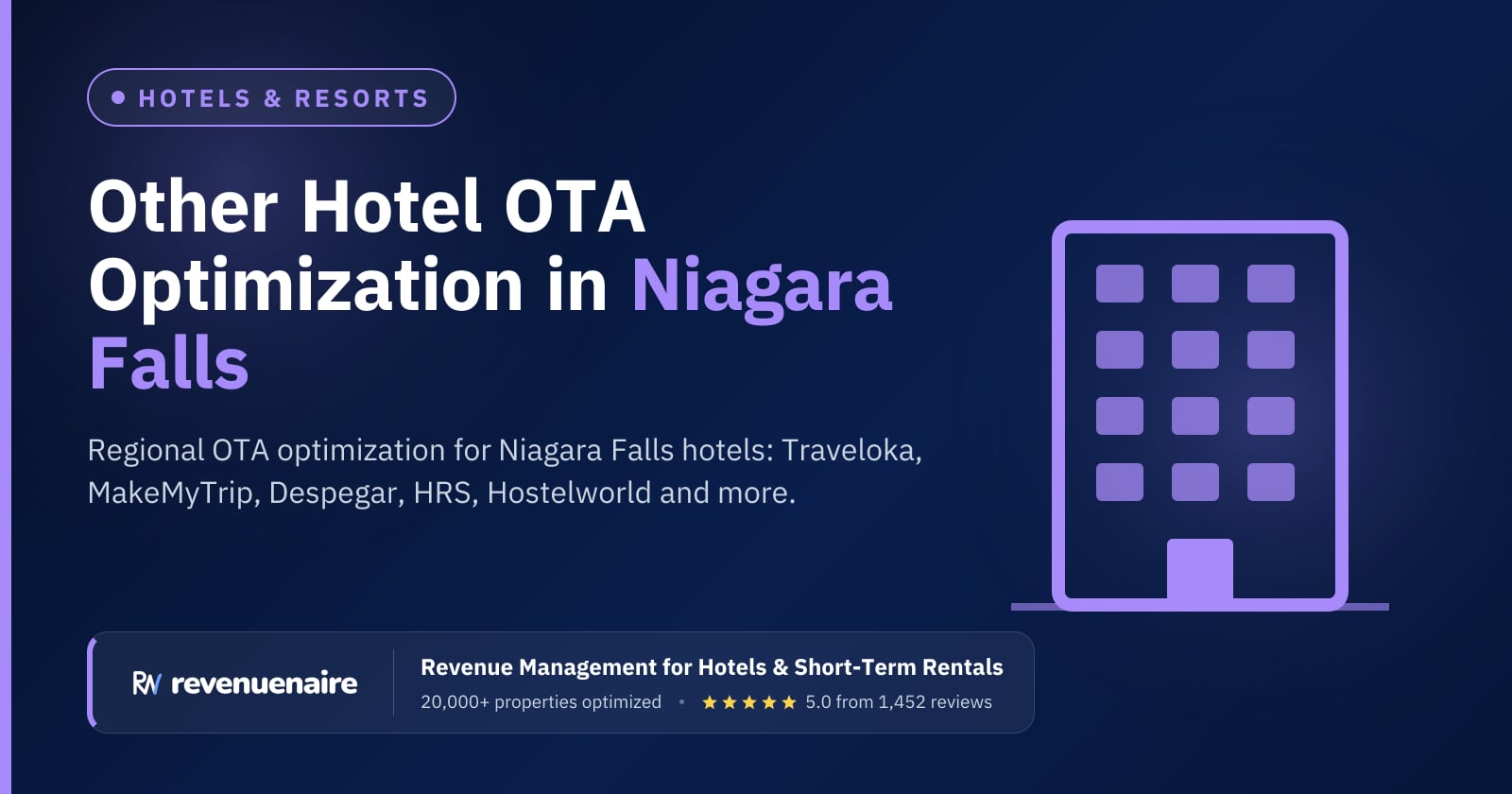 Other Hotel OTA Optimization in Niagara Falls & Niagara-on-the-Lake, Canada