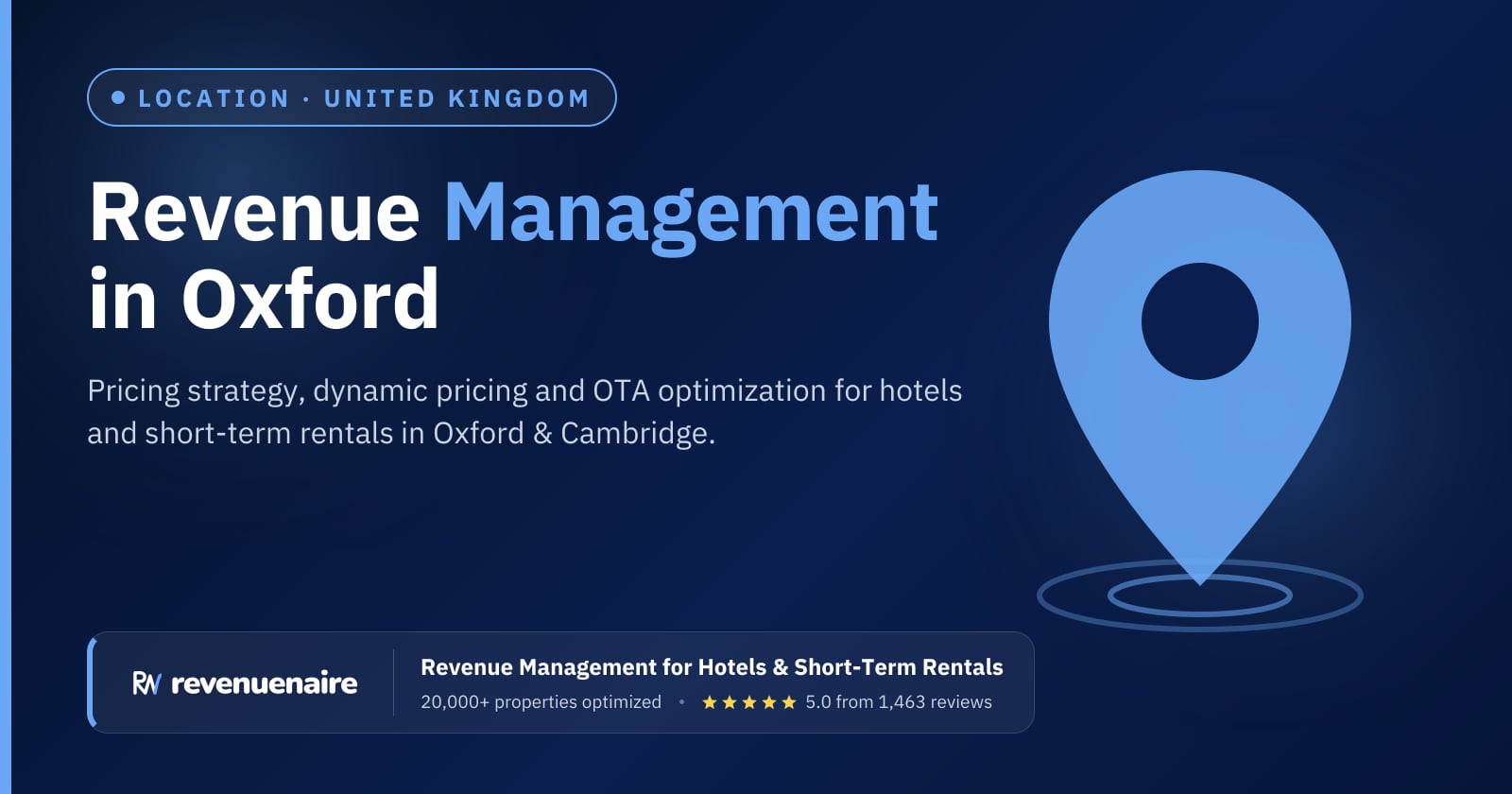 Revenue management in Oxford & Cambridge, United Kingdom