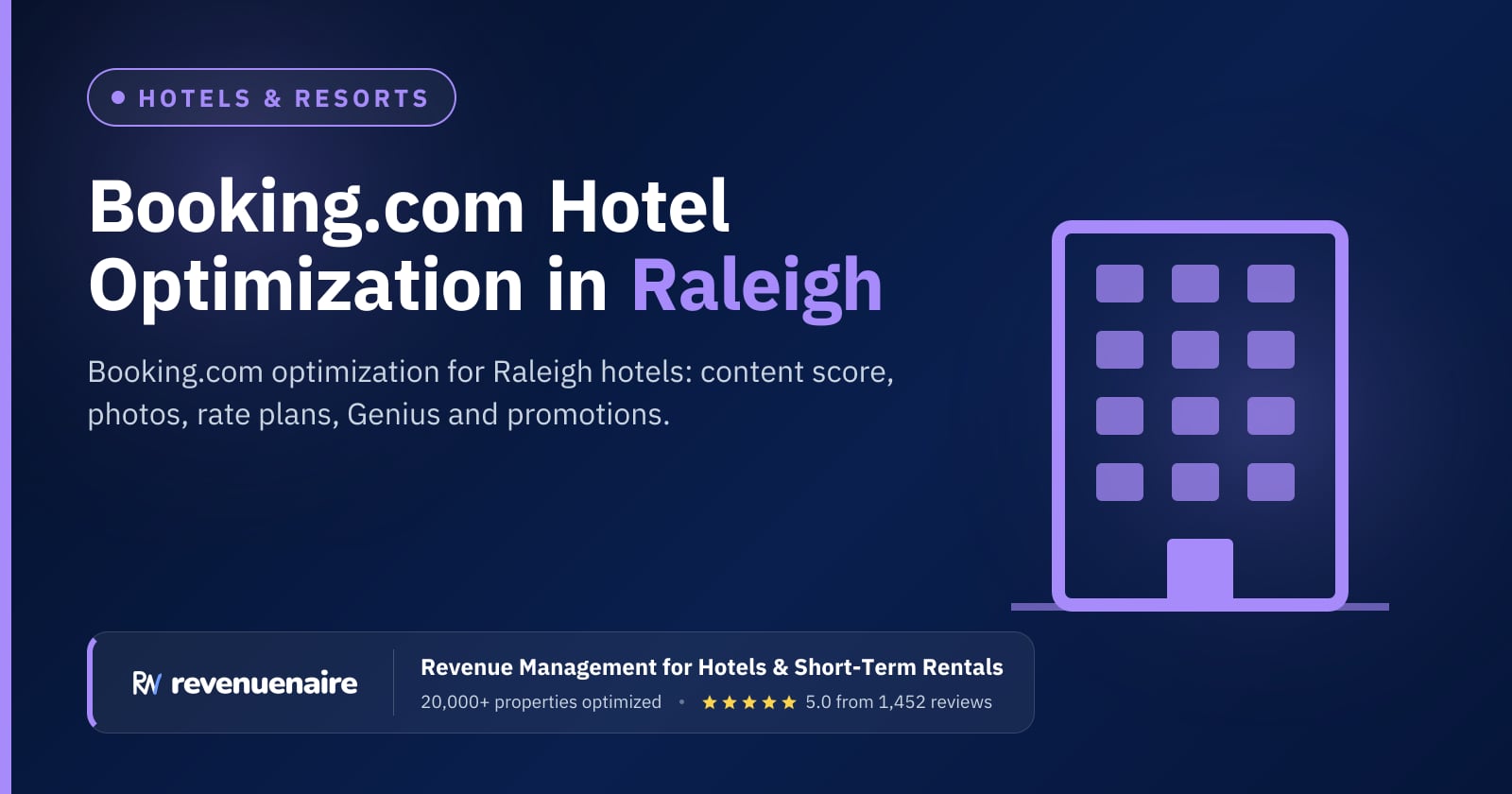 Booking.com Optimization for Hotels in Raleigh, Durham & Chapel Hill, United States