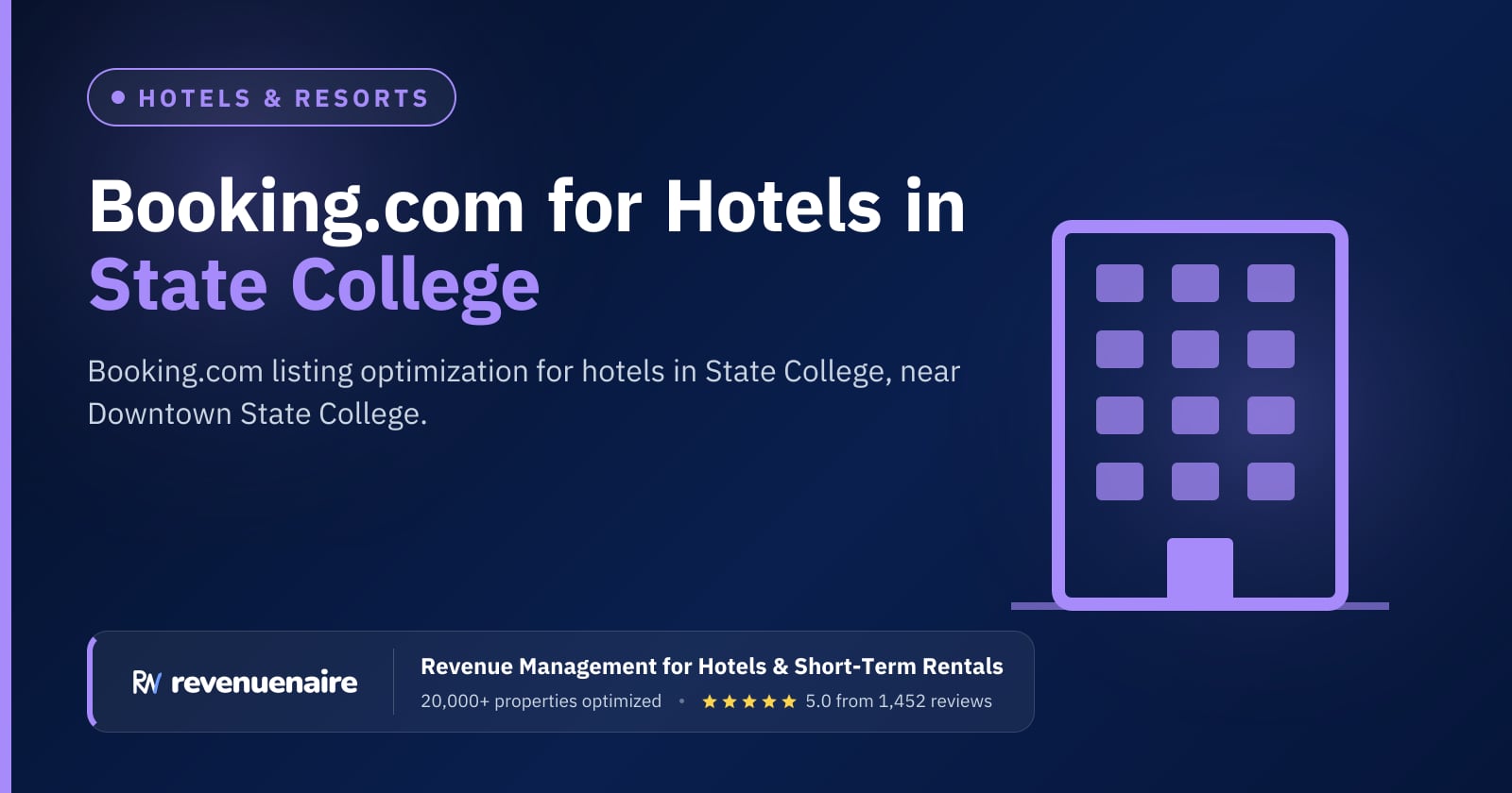 Booking.com Optimization for Hotels in State College & Happy Valley, United States