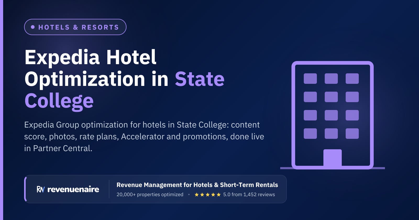 Expedia Optimization for Hotels in State College & Happy Valley, United States