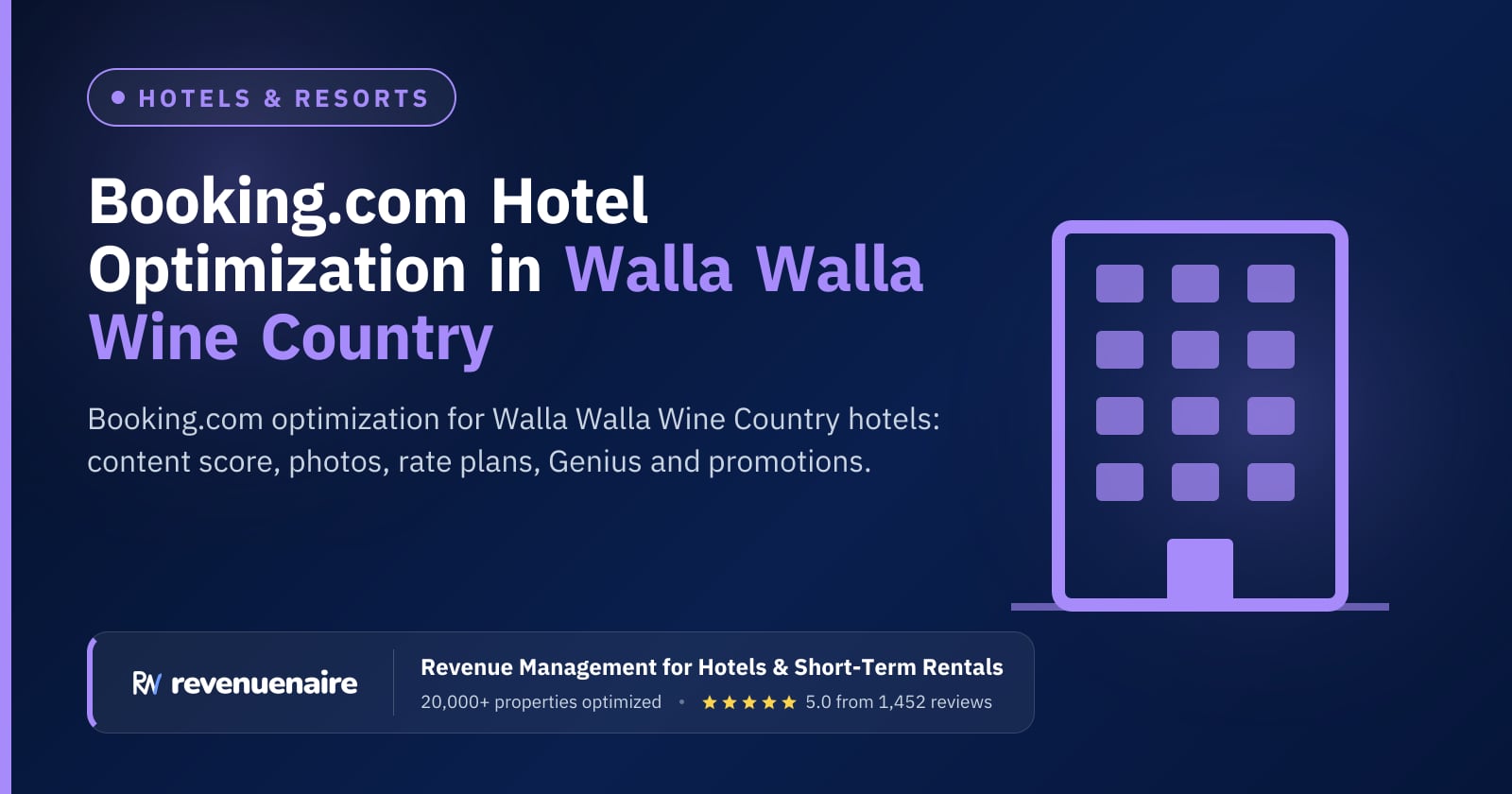 Booking.com Optimization for Hotels in Walla Walla Wine Country, United States