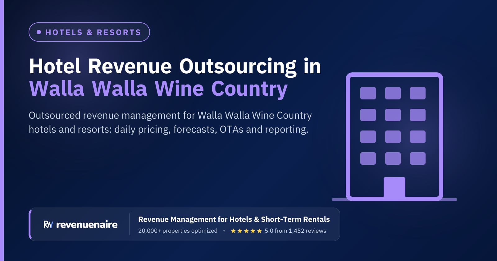 Hotel Revenue Management Outsourcing in Walla Walla Wine Country, United States